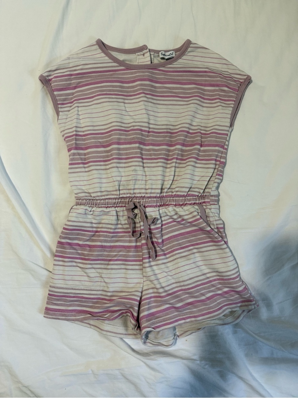 Splendid Pink and Cream Striped Kids One-Piece Romper